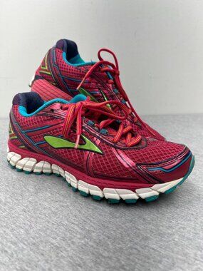 Brooks GTS 15 Womens Running Shoes Size 8.5 B Medium Red/Green Mesh Lightweight